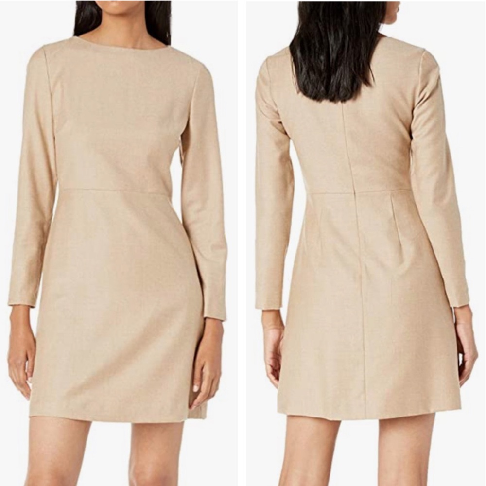 Theory Virgin Wool Kamillina Long Sleeve Dress in Sleek Flannel Melange
